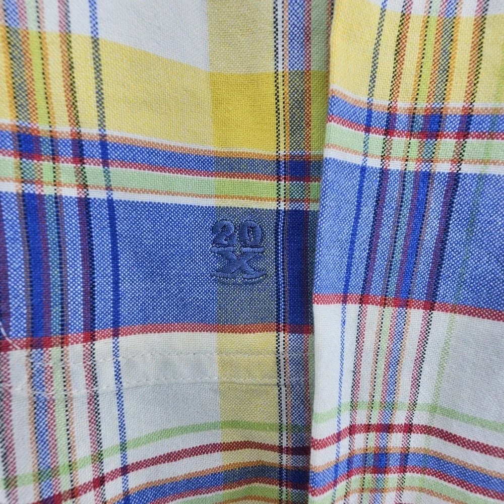 Wrangler‎ 20X Western Shirt Mens Medium Plaid Flip Cuffs Pocket Long Sleeve